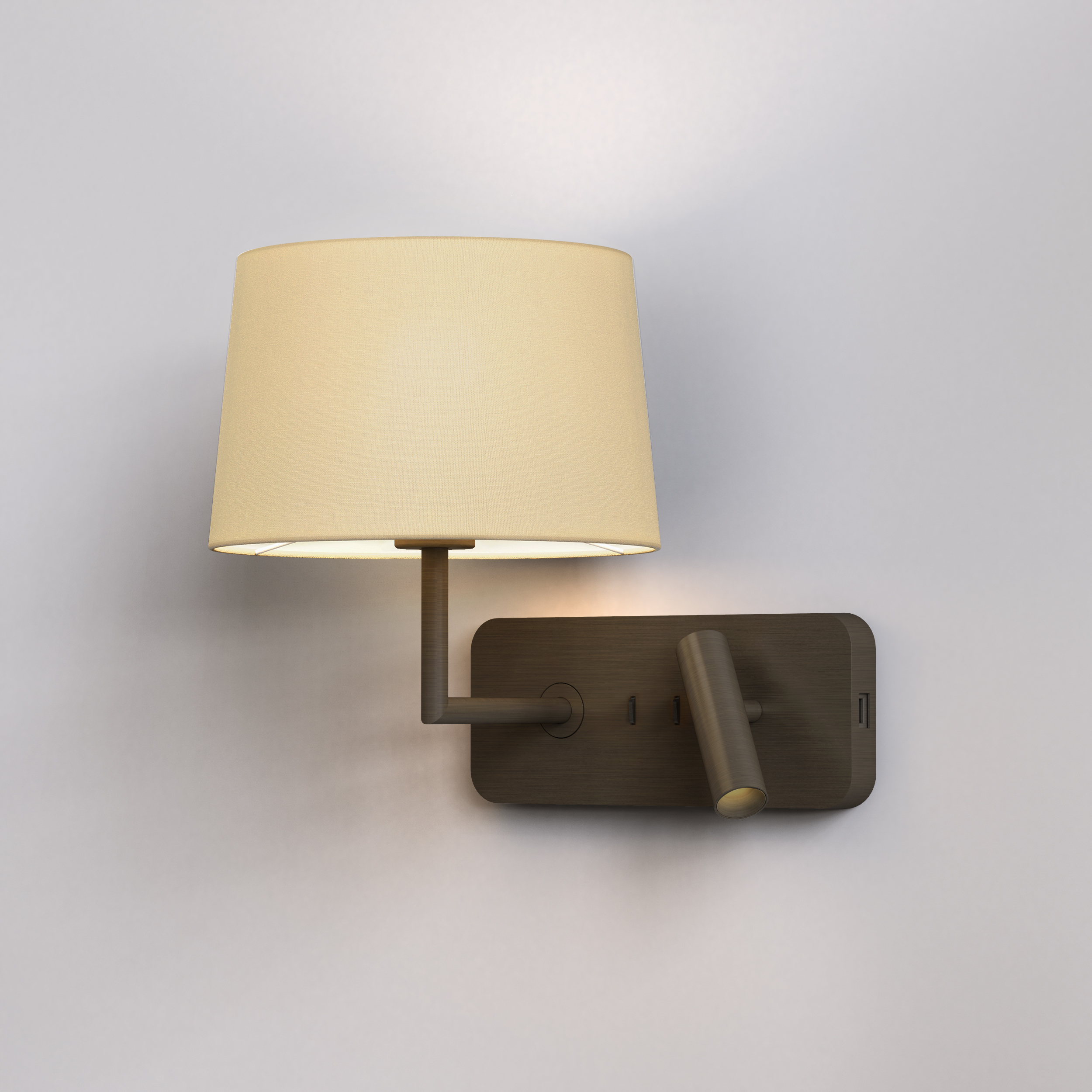 Side by Side Grande USB WL excl. E27 + LED 2700K brons